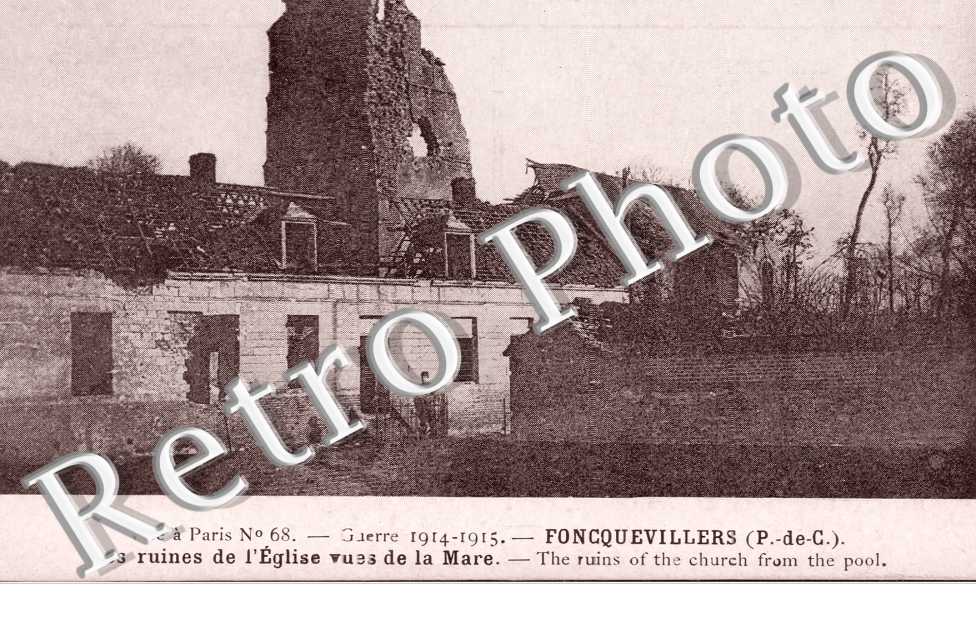 les ruines de l'eglise vue de la Mare