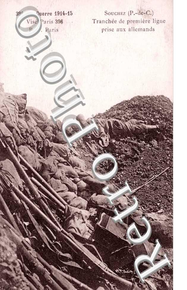 Tranchee de premiere ligne prise aux allemands - grande guerre 1914