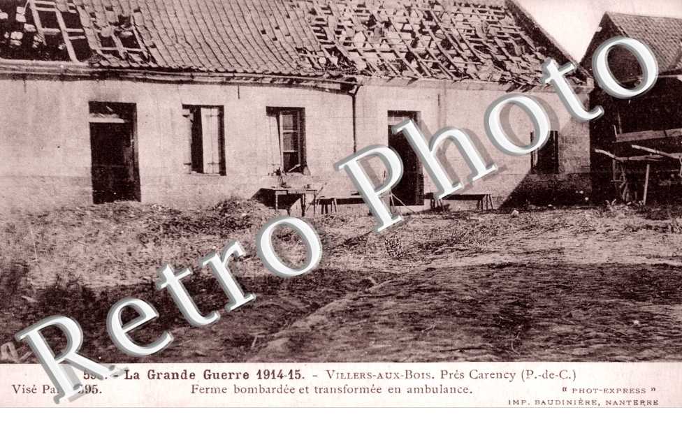 Ferme bombardee et transformee en ambulance