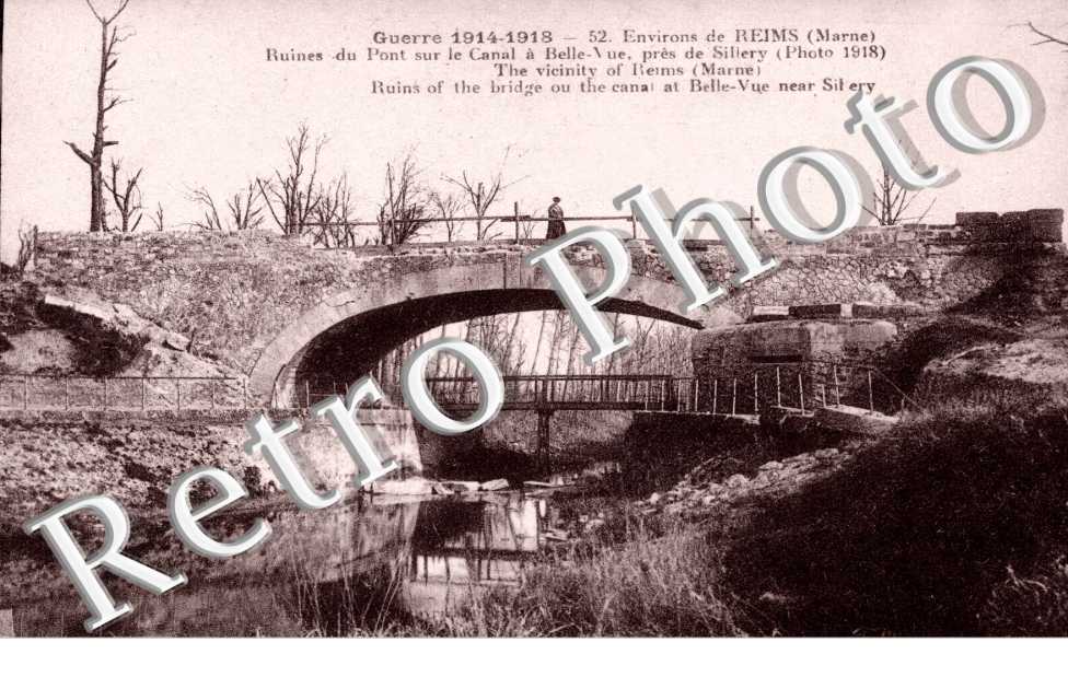 Ruines du pont sur le canal a Belle-Vue, pres de Sillery (photo 1918)