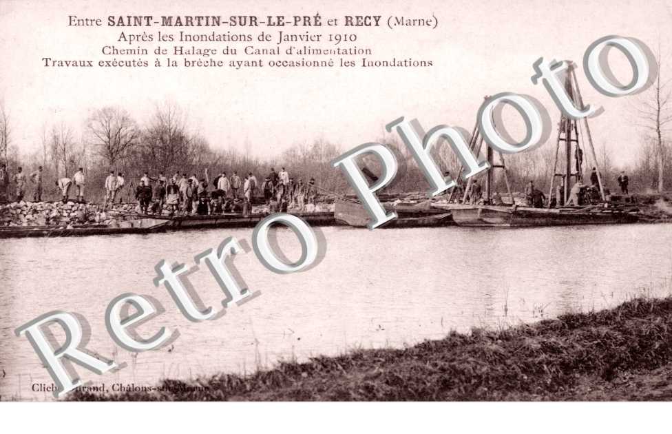 Chemin de halage du Canal d'alimentation apres les inondations 1910