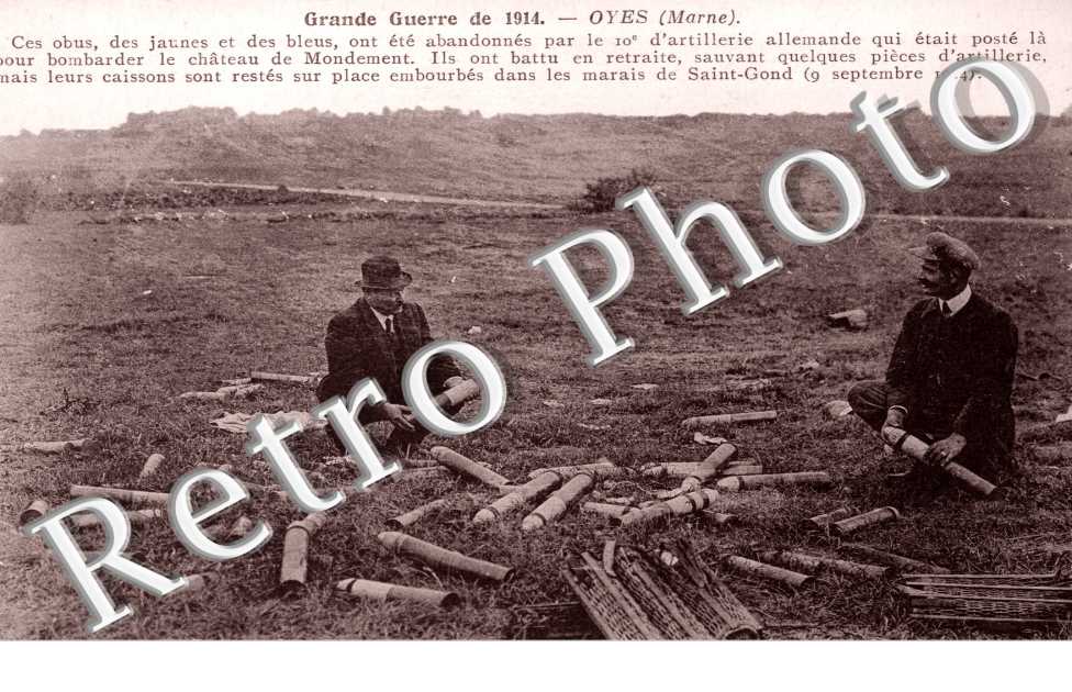 en 1914, ces obus abandonnés par la 10eme d'artillerie allemande