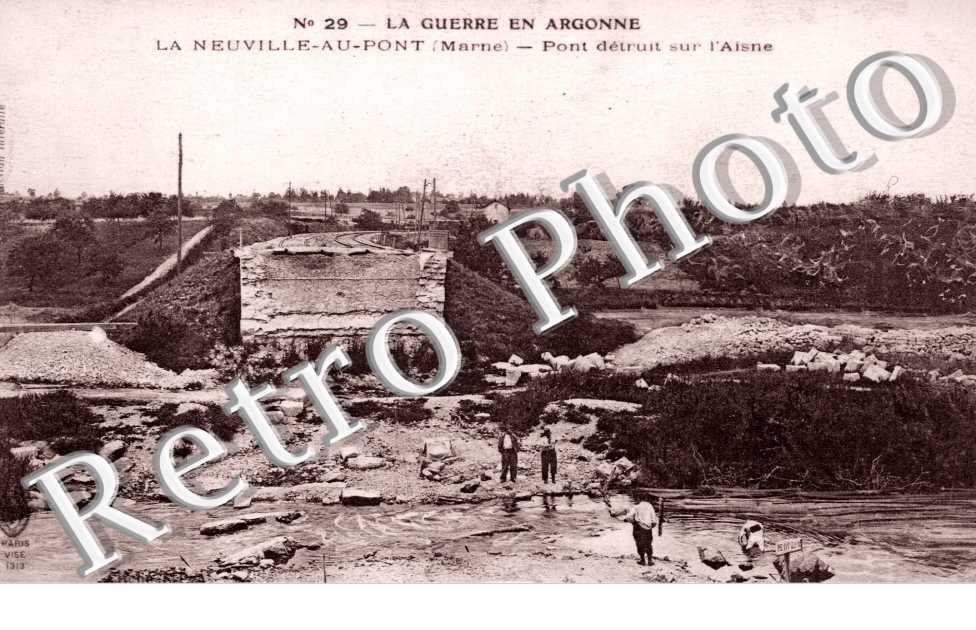 Pont detruit sur l'Aisne