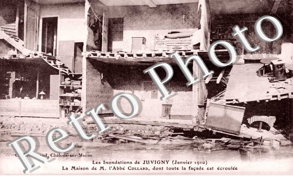 Les innondations de Juvigny, la maison de M. Collard, dont toute la facade est ecroulee