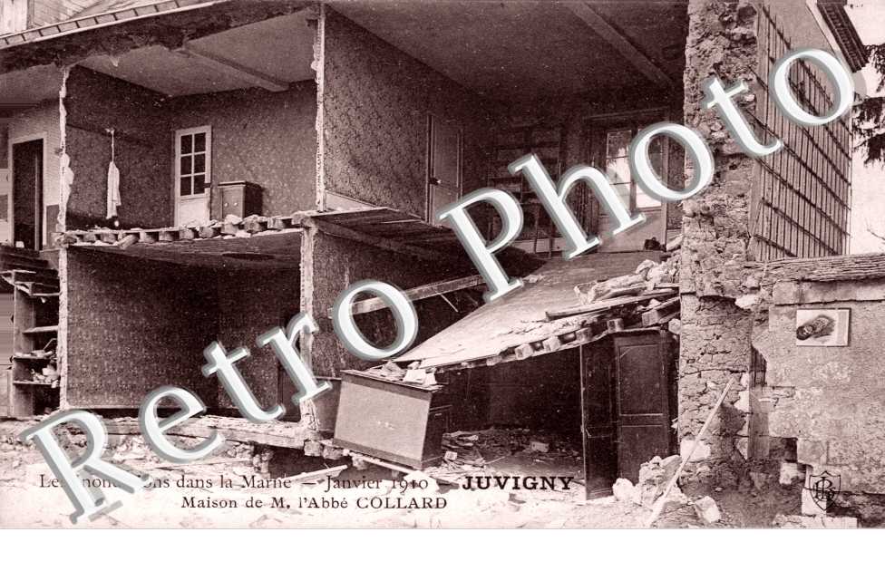 Les innondations de Juvigny, la maison de M. Collard, dont toute la facade est ecroulee