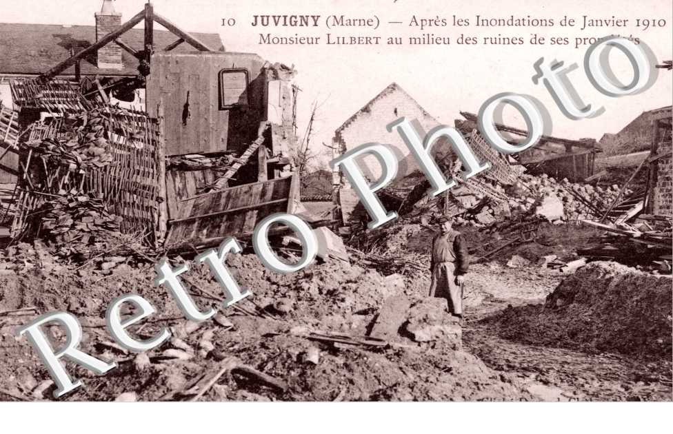 Apres les Inondations de Javier 1910, Mon Lillbert au milieu des ruines de ses proprietes