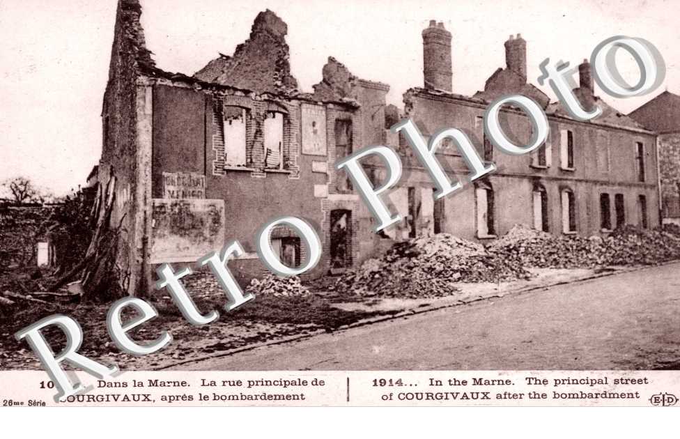la Rue principale de Courgivaux apres le bombardement