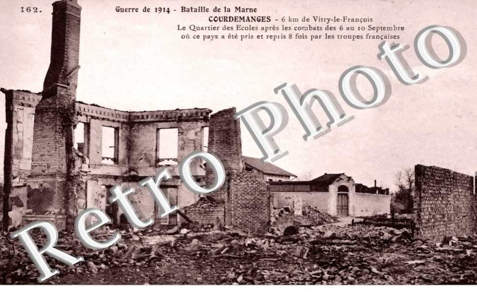 Bataille de la Marne, le Quartier des Ecoles apres les combats des 6 au 10 septembre 1914