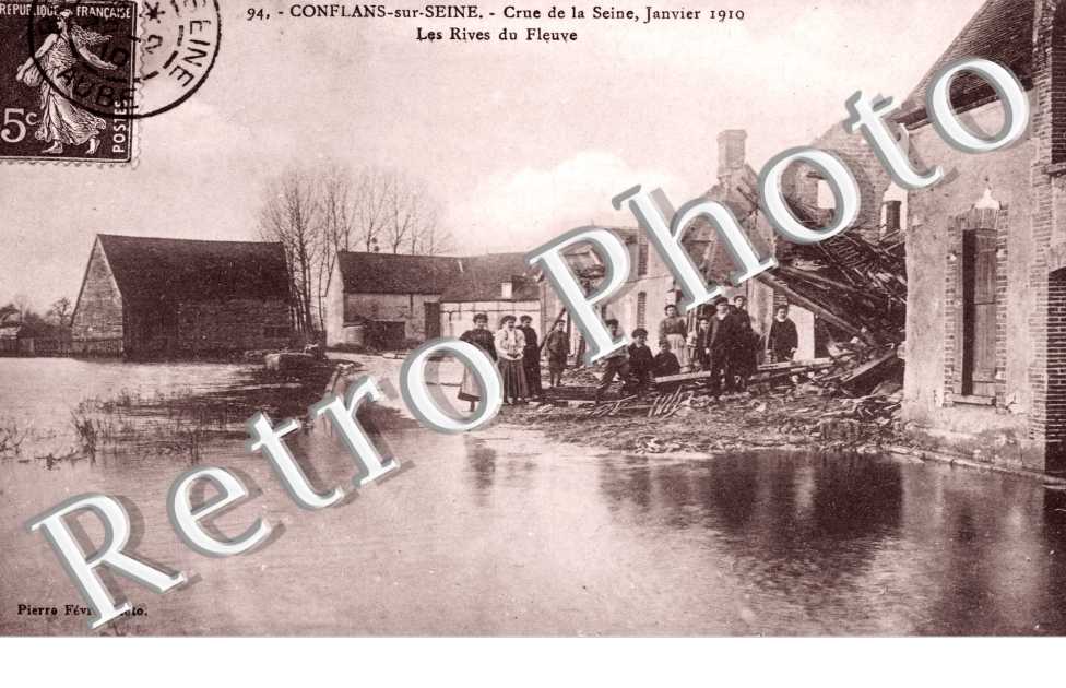 Ctrue de la seine janvier 1910 - les rives du fleuve