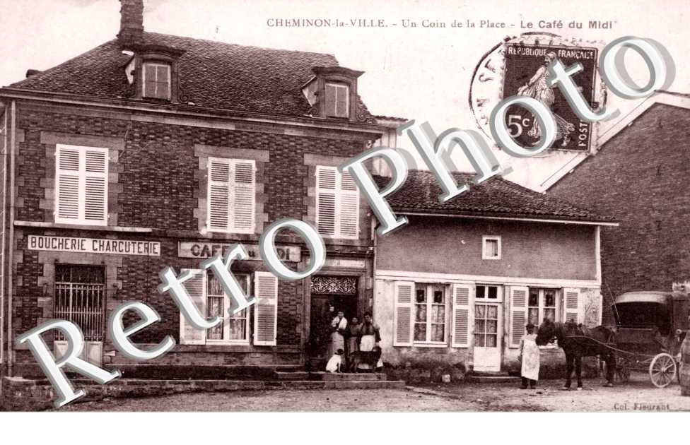 Cheminon-la-Ville, Un coin de la PLace, le Cafe du Midi