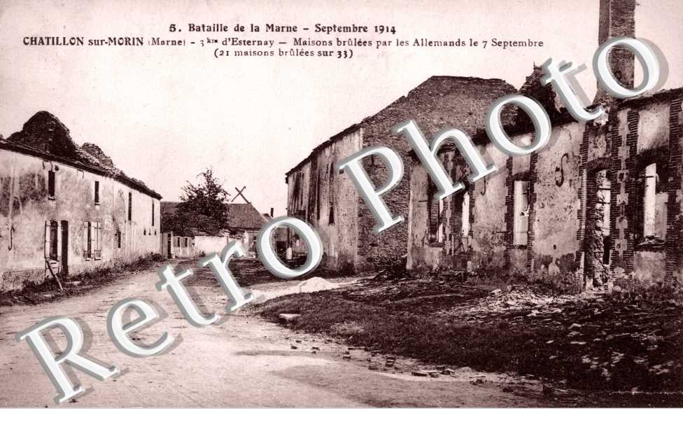 Bataille  de la Marne - maison brulee par les allemands