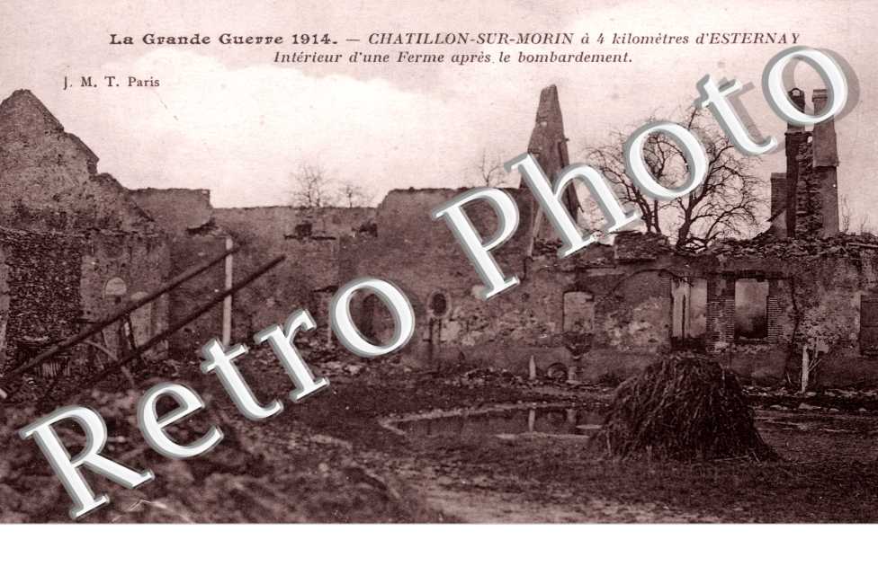 Chatillon-sur-Morin, Interieure d'une Ferme apres le bombardement