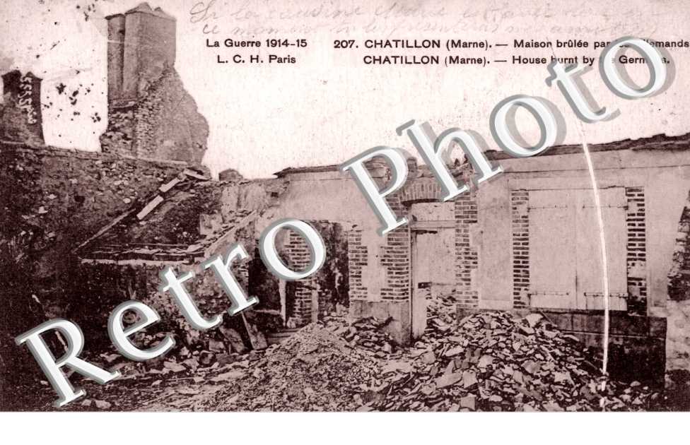 Chatillon-sur-Morin, Maison brulee par les Allemands