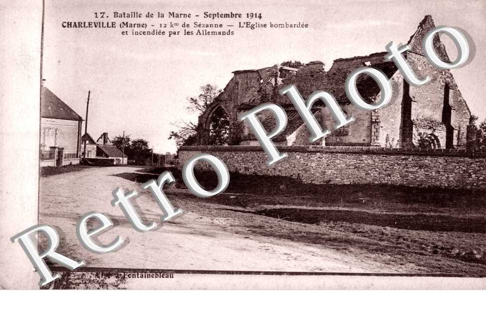 l'Eglise bombardee et incendiee par les Allemands