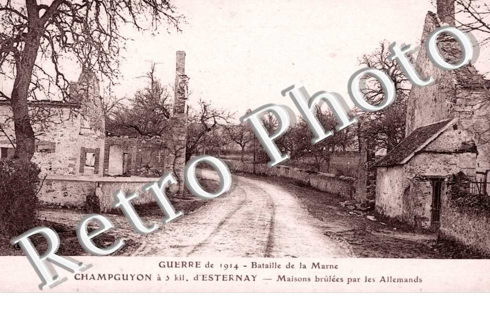 Bataille de la Marne, Maisons brulees par les Allemands