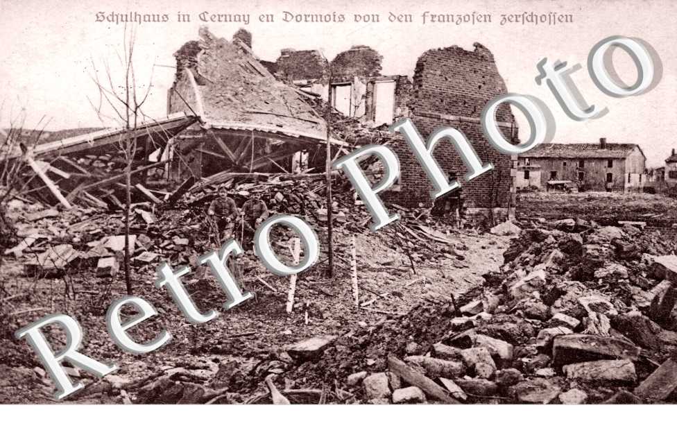 Cernay-en-Dormois, Schulhaus in Cernay en Dormois von den franzofen zerfchoffen