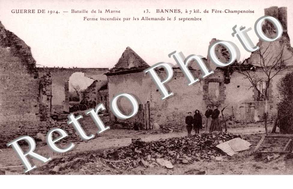 Bataille de la Marne, Ferme incendiee par les Allemands le 5 septembre 1914