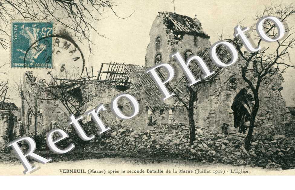 Eglise  apres la seconde bataille de la Marne