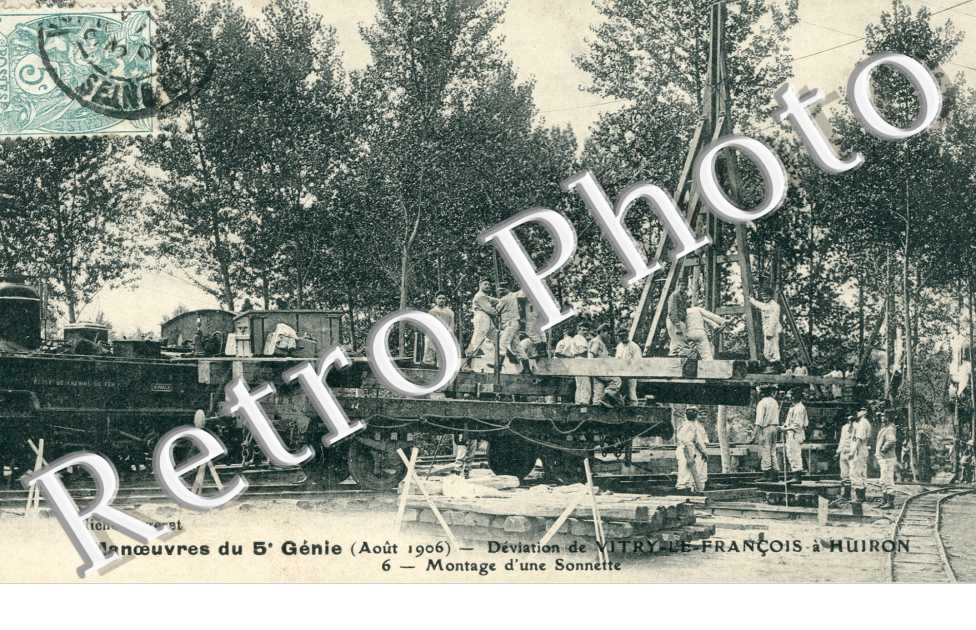 Manoeuvres du 5eme Genie, Deviation de Vitry a Huiron, Montage d'une sonnette