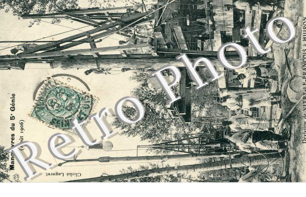 Manoeuvres du 5eme Genie, Deviation de Vitry a Huiron, Battage des Pilots lateraux 1906