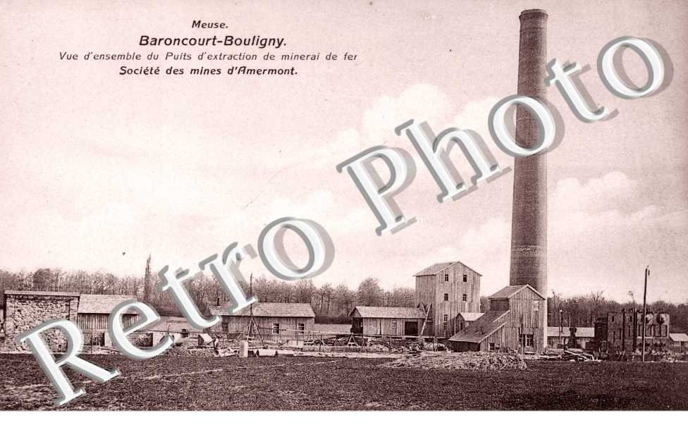 Vue d'ensemble du puits d'extraction de minerai de fer  - societe des mines d'Amermont