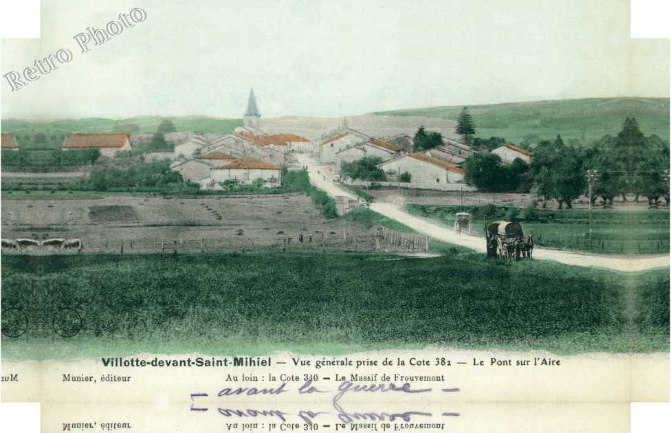 vue generale prise de la cote 382, le pont sur l' Aire. Avant la guerre 14-18.