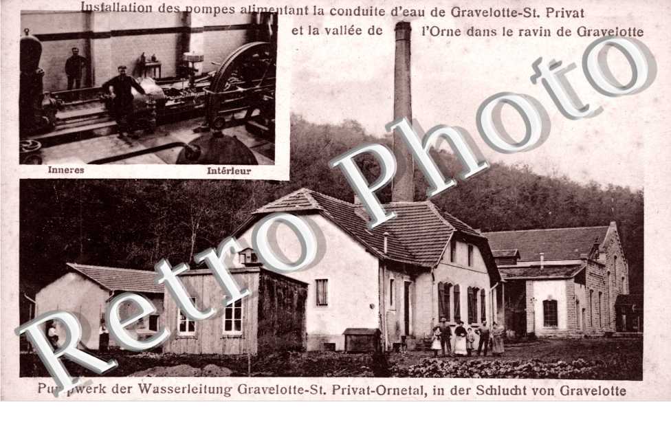 Pompes alimentant la conduite d'eau et la vallee de l'Orne dans le ravin de Gravelott