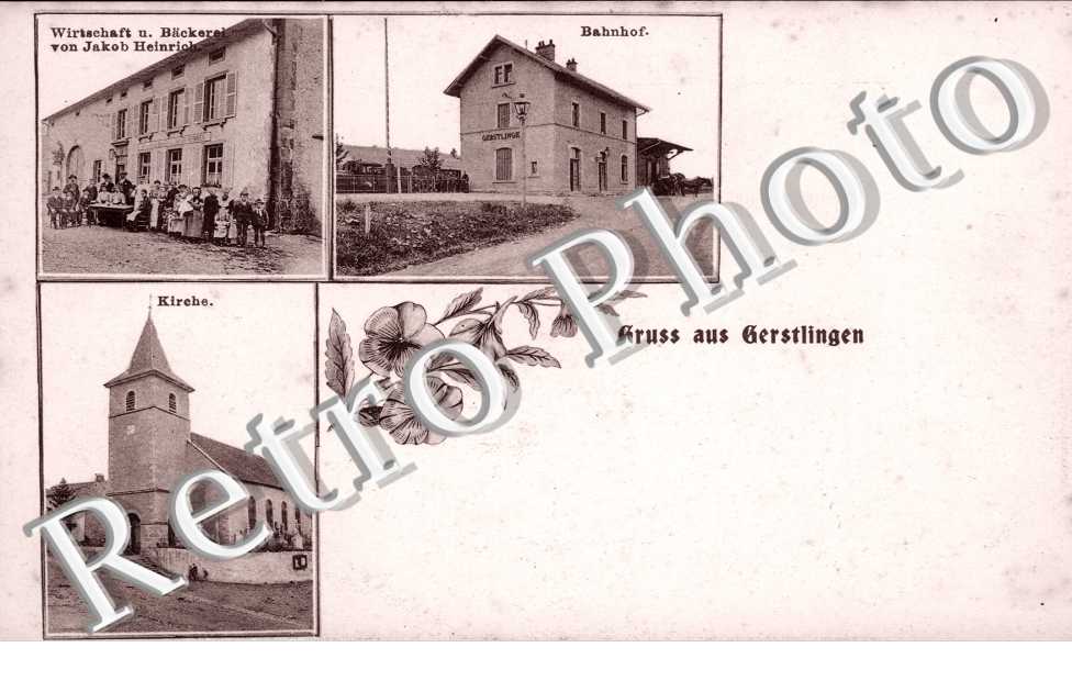 Bahnhof, Kirche, Wirtschaft und Backerei von Jakob Heinrich