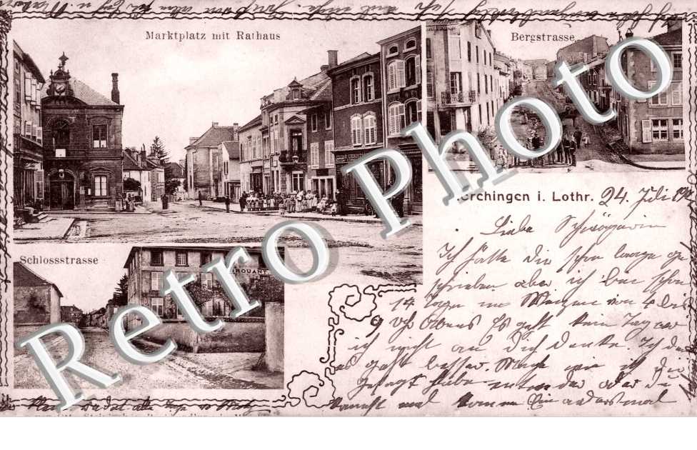 Marktplatz mit Rathaus, Bergstrasse, Schlosstrasse