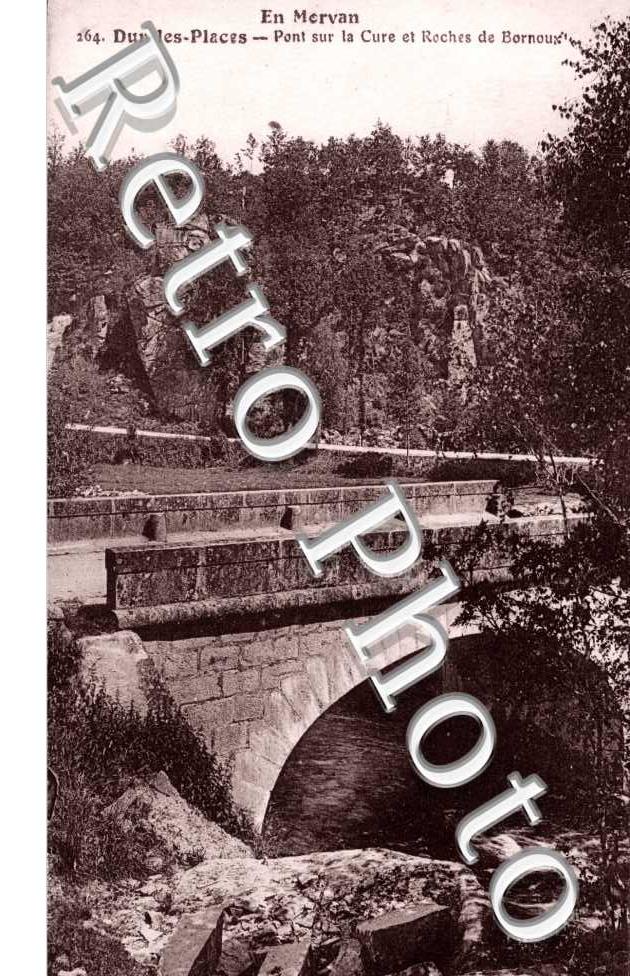 pont sur la Cure et roches de Bornoux