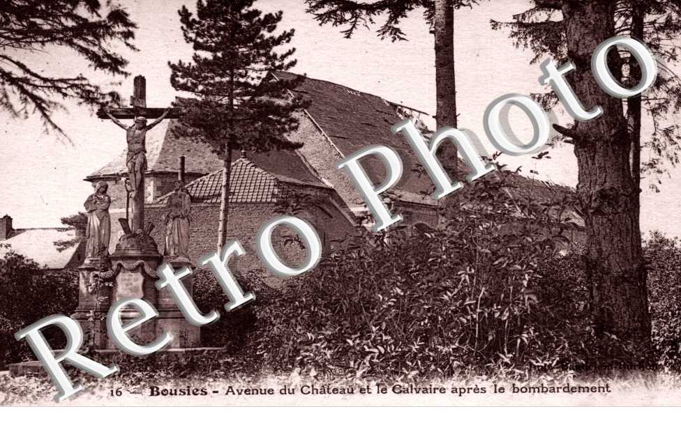 avenue du chateau et le calvaire apres le bombardement