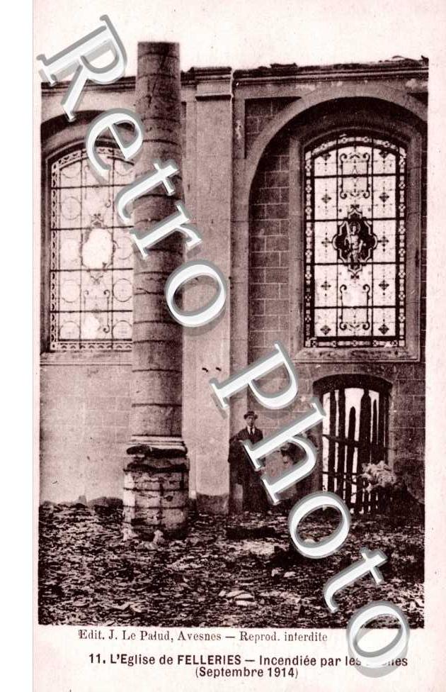 l'eglise incendiee par les boches