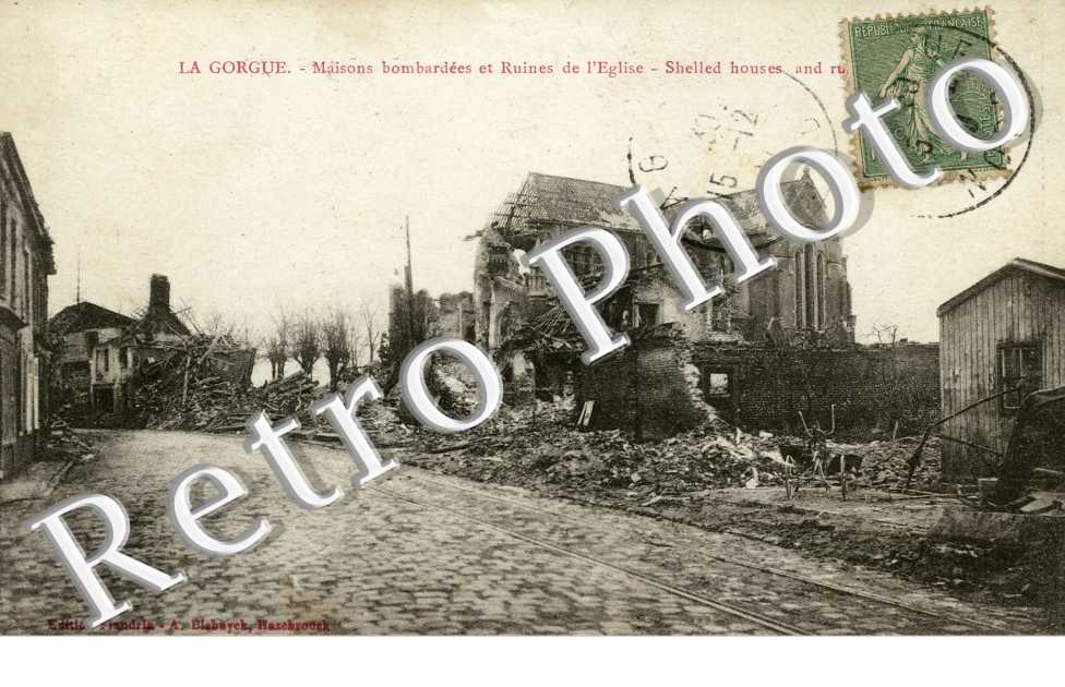 maisons bombardees et ruines de l'eglise