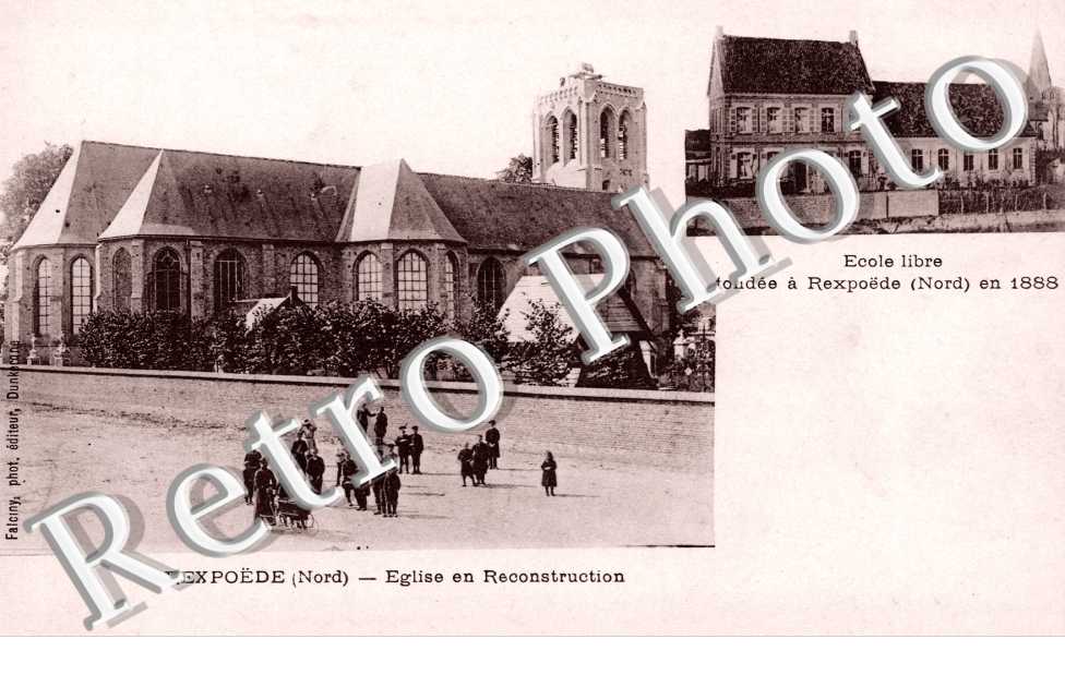 eglise en reconstruction, et ecole libre