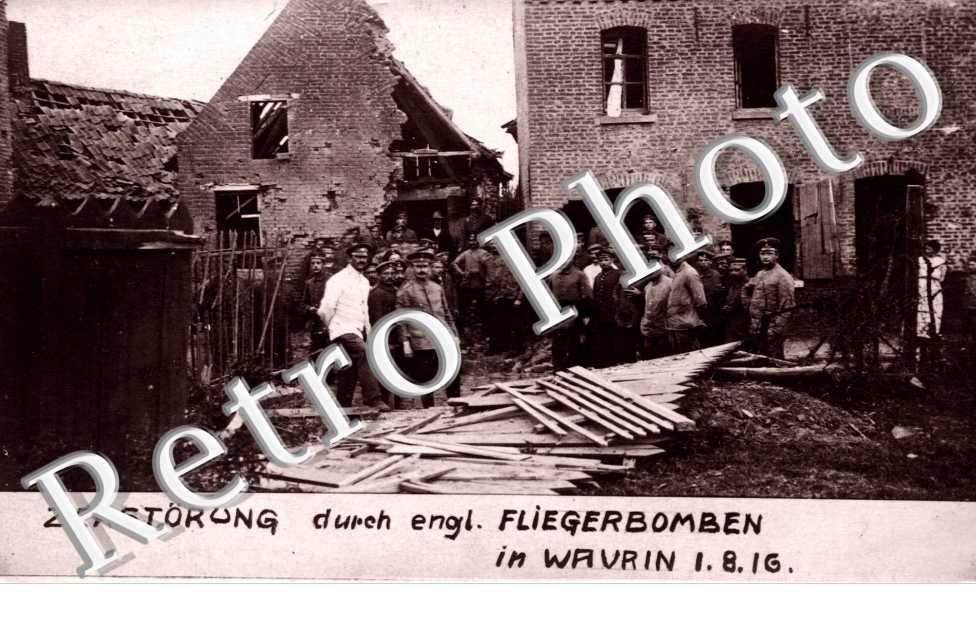 Zersturung durch Engl. Fliegerbombenf auf Wavrin 1. 8 . 1916