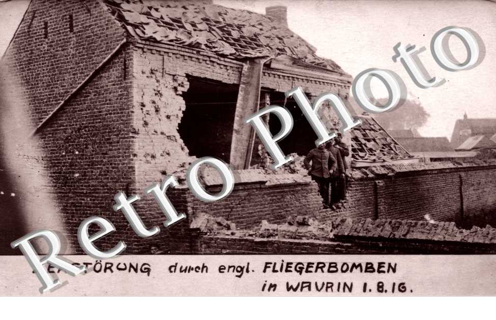 Zersturung durch Engl. Fliegerbomben auf wavrin 1. 8.  1916
