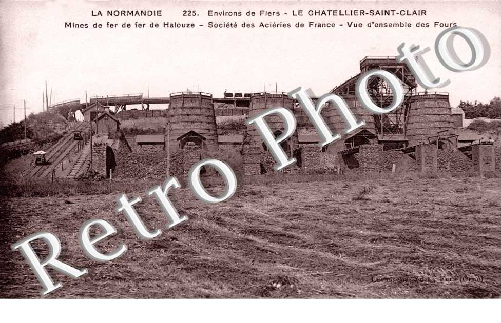 mines de fer de Halouze, societe des acieries de France, vue d'ensemble des fours