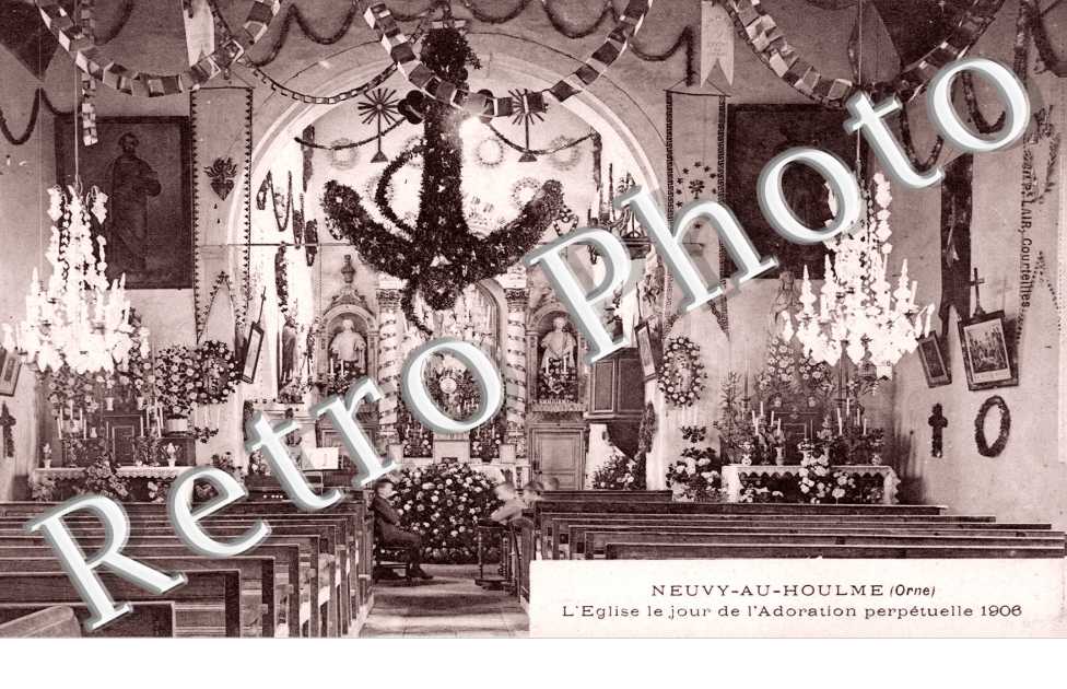 Intérieur de l'église le jour de l'Adoration perpetuelle 1906