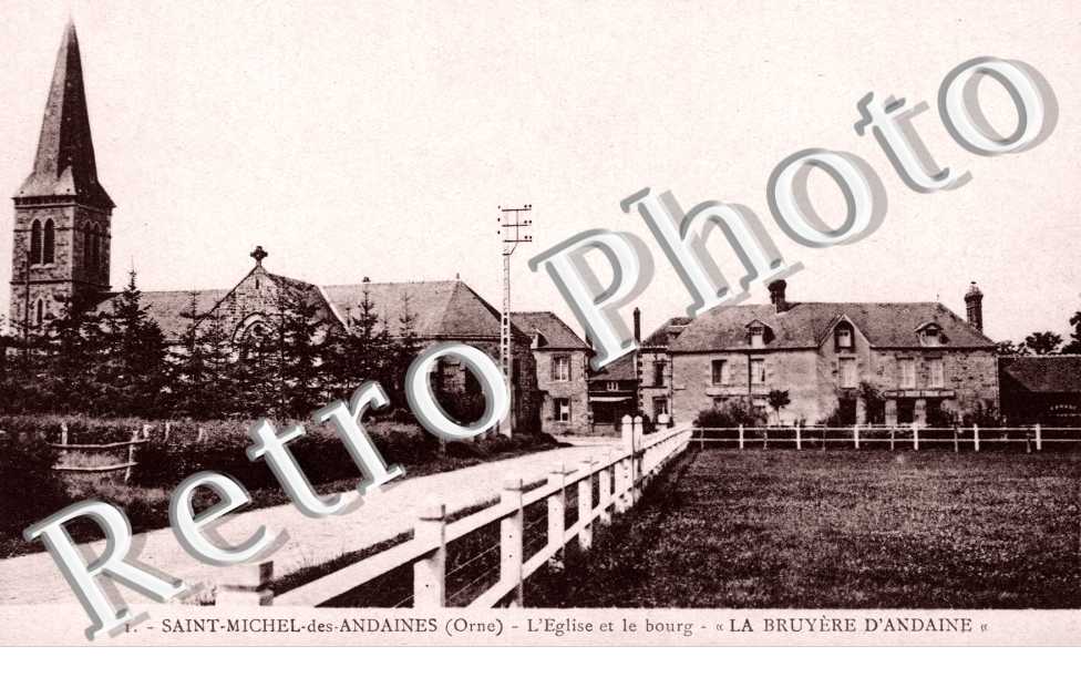 l'eglise et le bourg "la bruyere d'Andaine"
