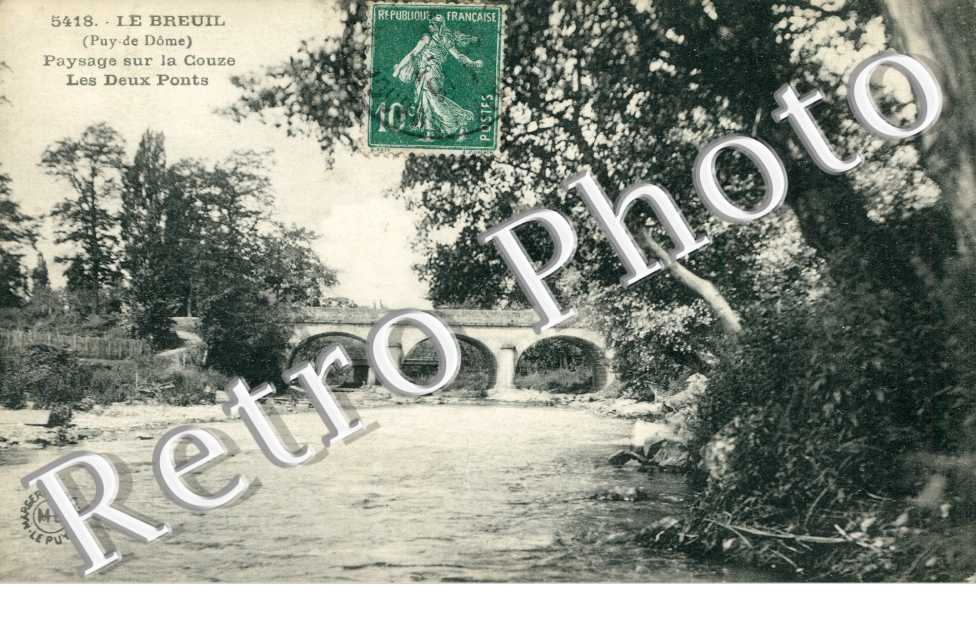 paysage sur la Couze, les deux ponts