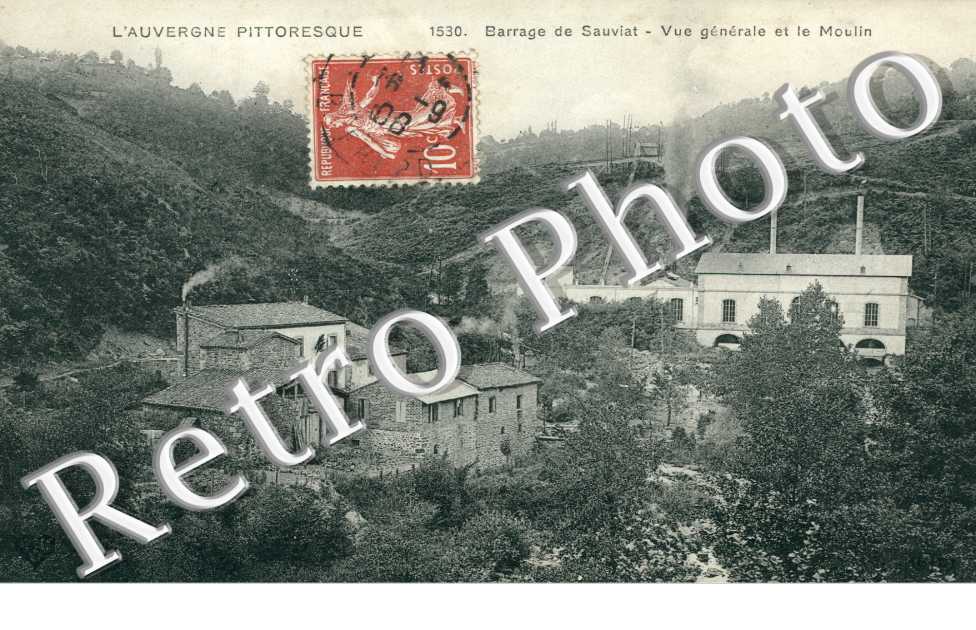 barrage de Sauviat, vue generale et le moulin