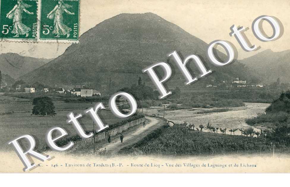 Route de Licq. Vue des villages de Laguinge et Lichans