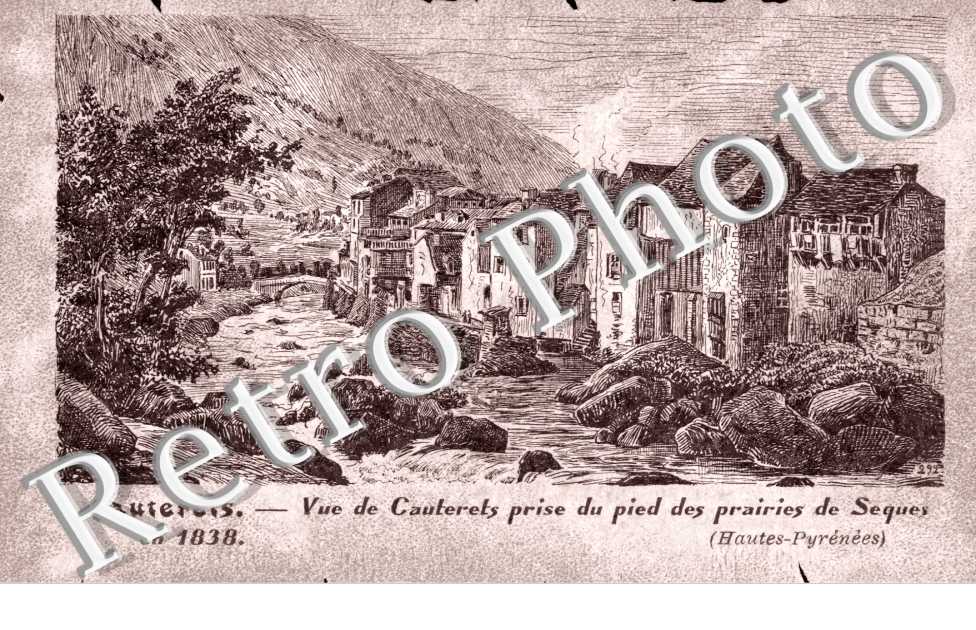 Vue de Cauterets prise du pied des Prairies de Sequey en 1838
