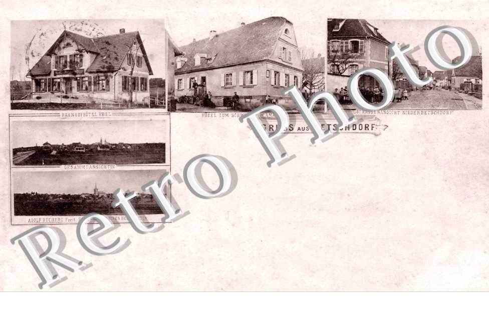 Hotel zum Schwanen Wamann, Strassenansicht nieder Betschdorf, Gesammtansichten, Bahnhofhotel Ebel