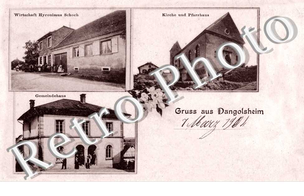 Wirtschaft Hyronimus Schoch, Gemeindehaus, Kirche und Pfarrhaus