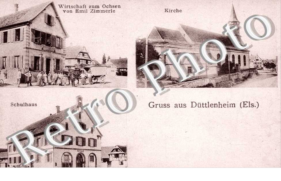 kirche, schulaus, wirtschaft zum Ochsen von Emil Zimmerle