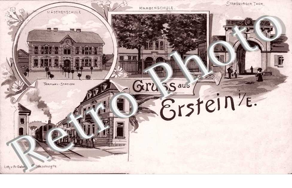 Tramway-Station, Strassburger Thor, Knabenschule, Madchenschule