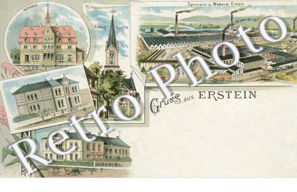 Rathaus, Evangelische Kirche, Spinnerei und Weberei Erstein, Amtsgericht, Kreisoirection