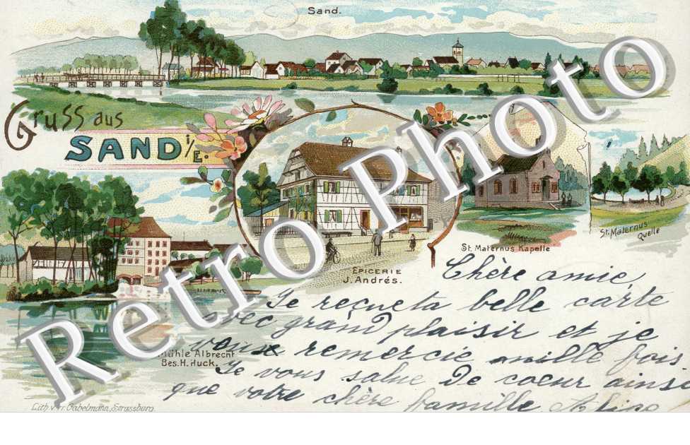 Epicerie J.Andres, Saint-Maternus Kapelle, Saint-Maternus Quelle, Muhle Albrecht Bes. H. Huck