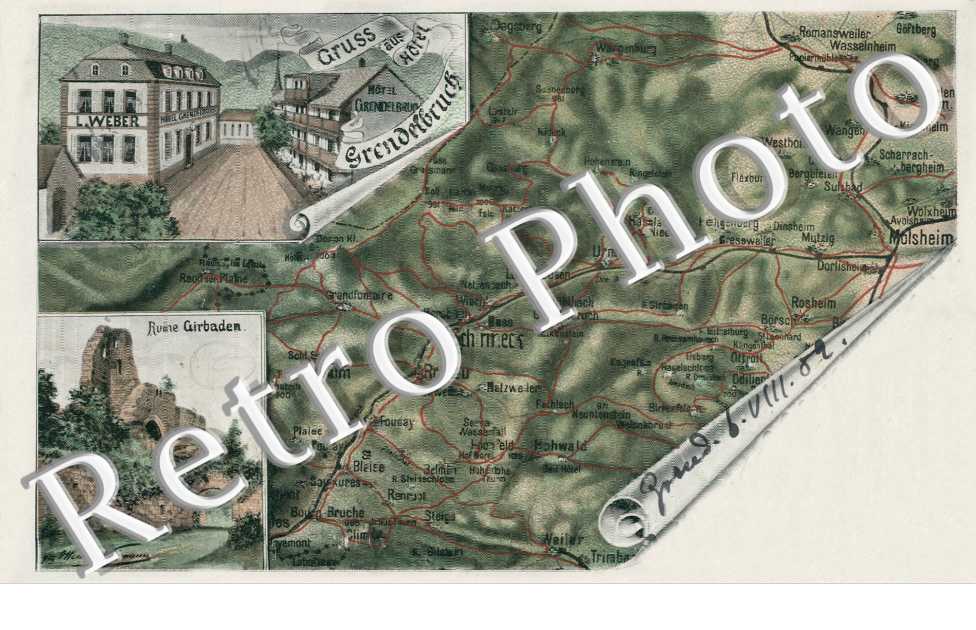 Ruine Girbaden, Hotel Grendelbruch L. Weber,  Carte de la region